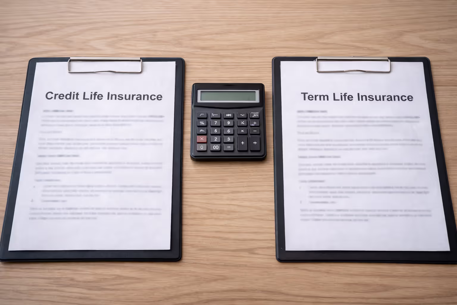 Side-by-side comparison of credit life and term life insurance documents