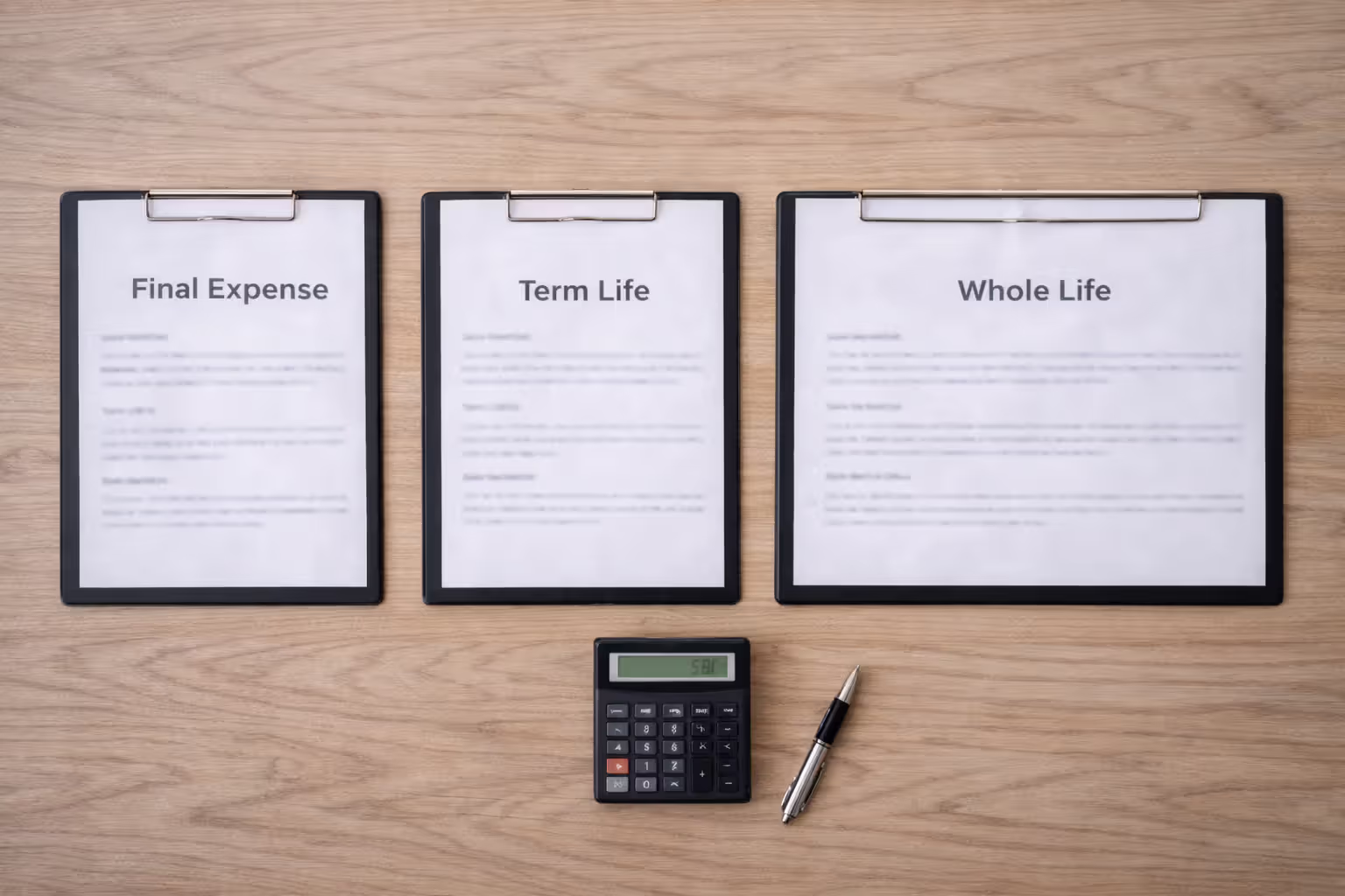 Side-by-side comparison of three life insurance policy documents