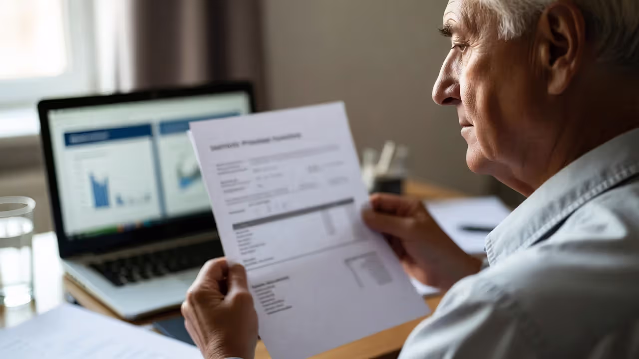 Senior reviewing final expense insurance quote at home