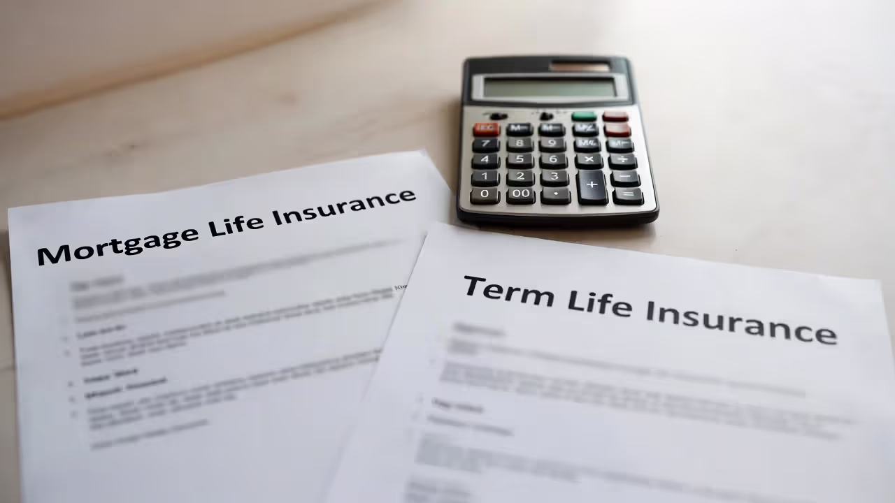 Side-by-side comparison of mortgage life and term life insurance documents