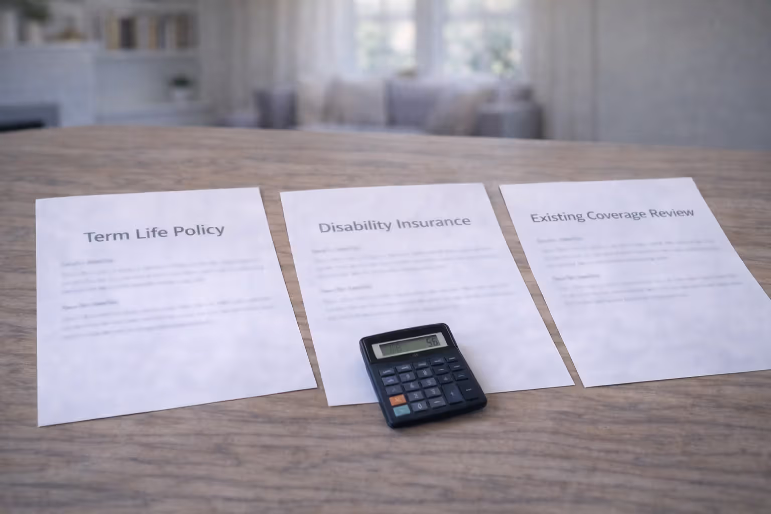 Documents showing alternatives to mortgage life insurance on home desk