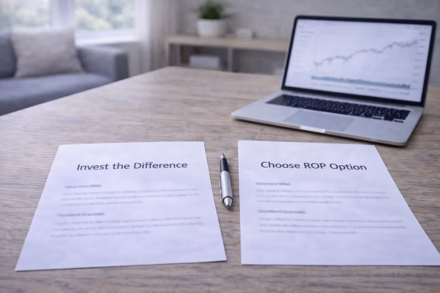 Documents comparing investing savings versus choosing return of premium policy