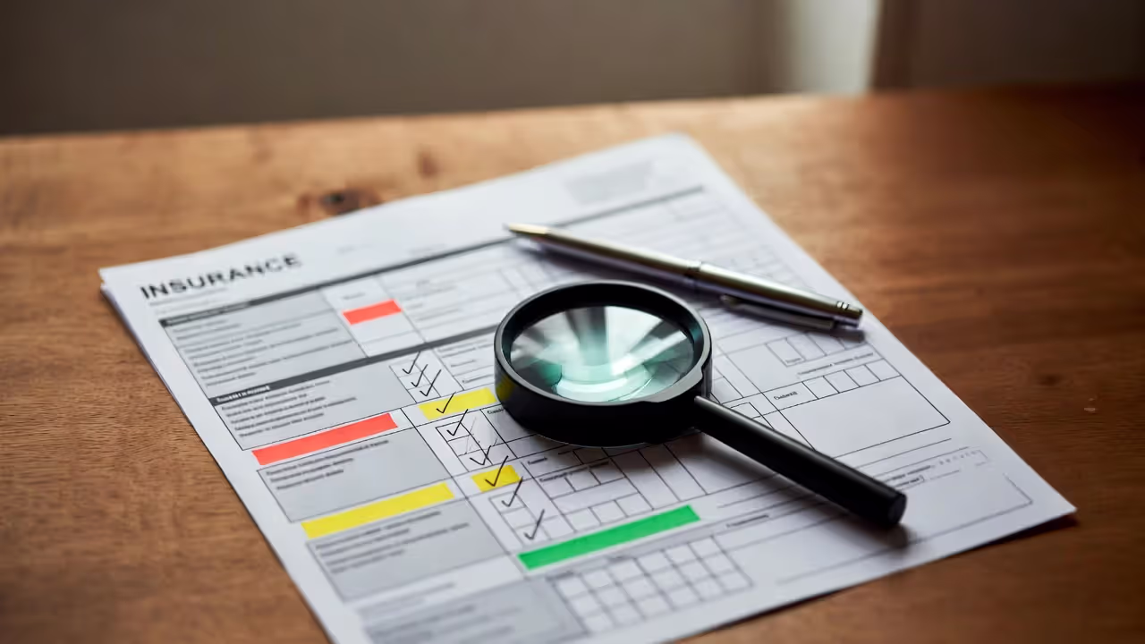 Insurance claim document marked for detailed fraud review