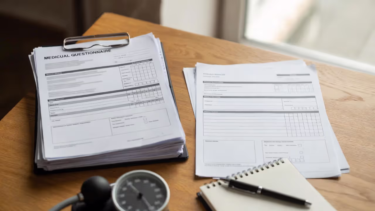 Medical and lifestyle forms used during life insurance underwriting