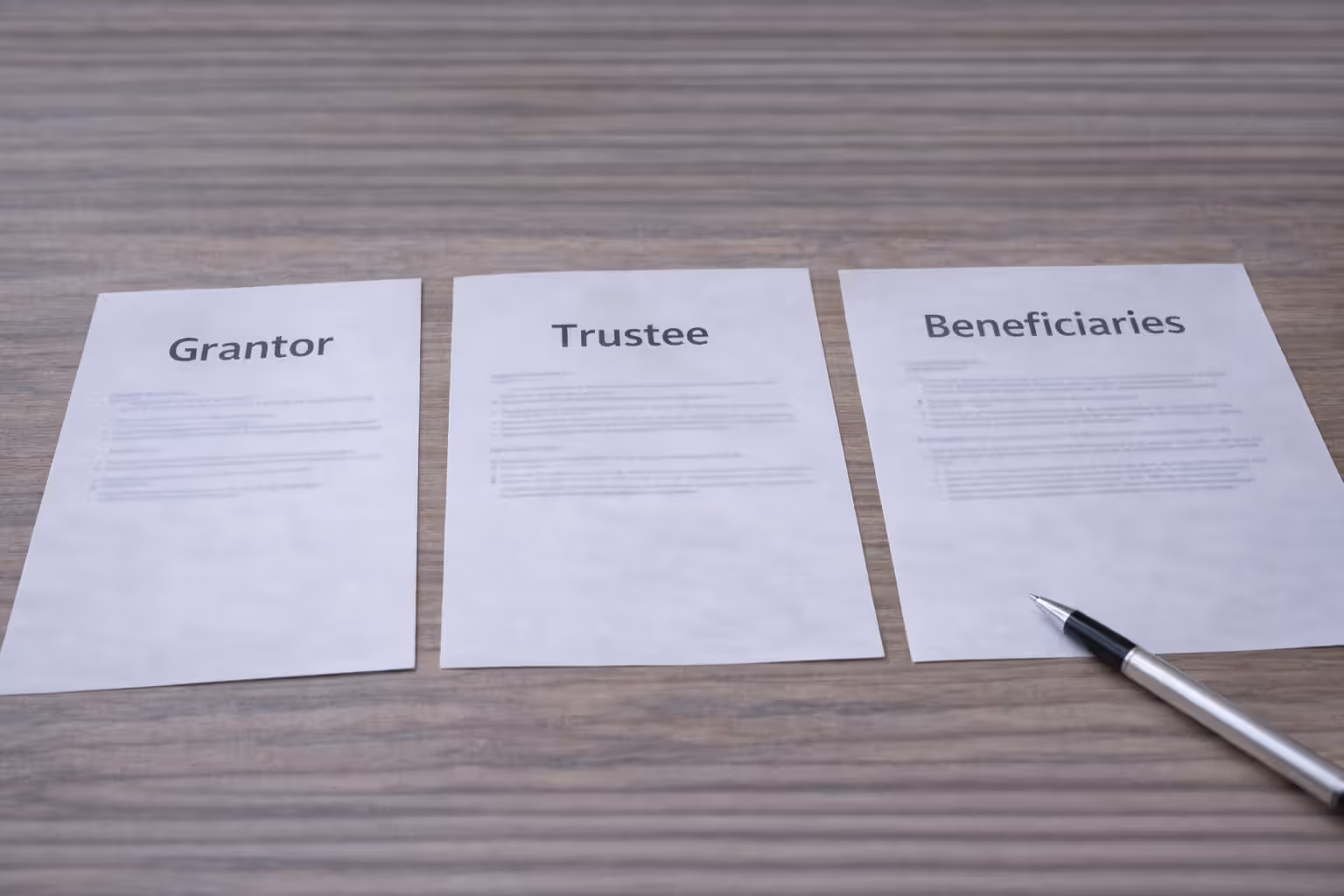 Documents representing grantor trustee and beneficiaries roles