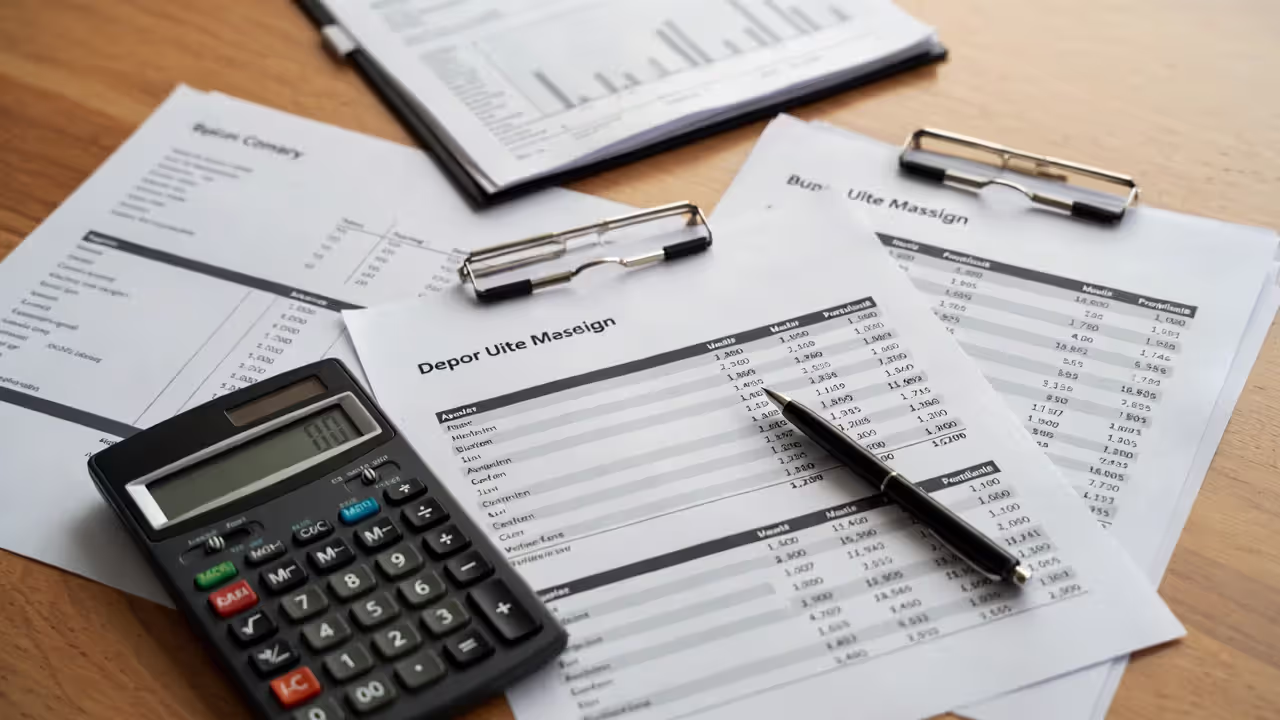 Financial documents and calculator for estate tax planning
